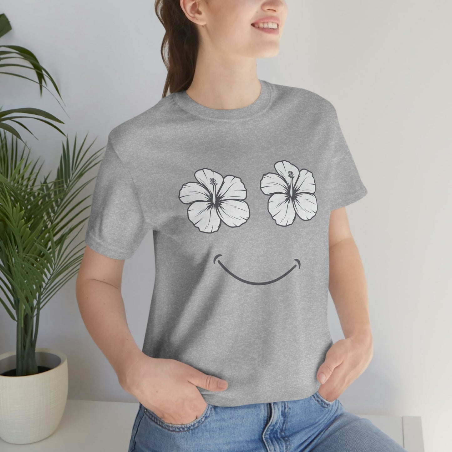 Hibiscus Happy Face Unisex Jersey Tee - Global Village Kailua Boutique