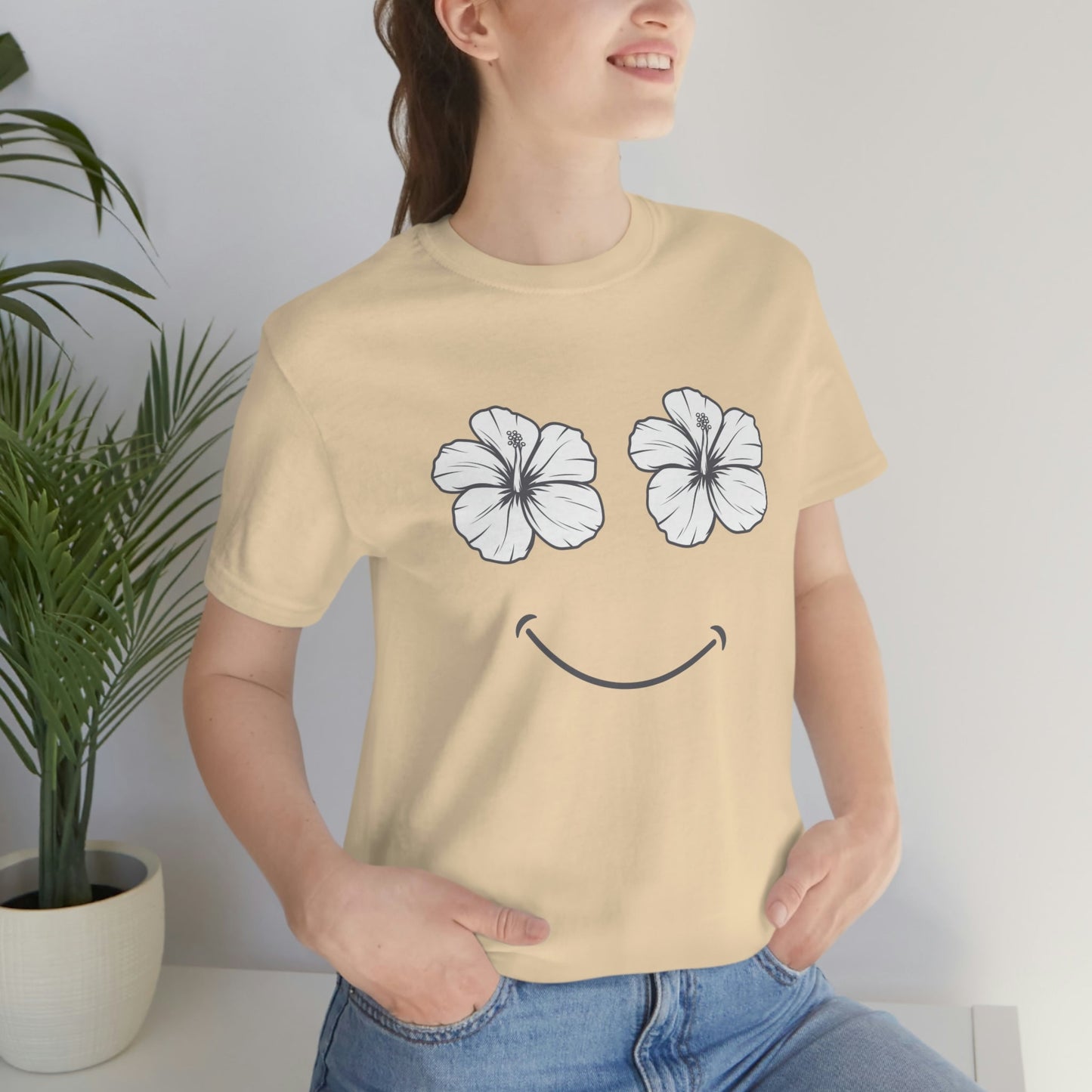 Hibiscus Happy Face Unisex Jersey Tee - Global Village Kailua Boutique