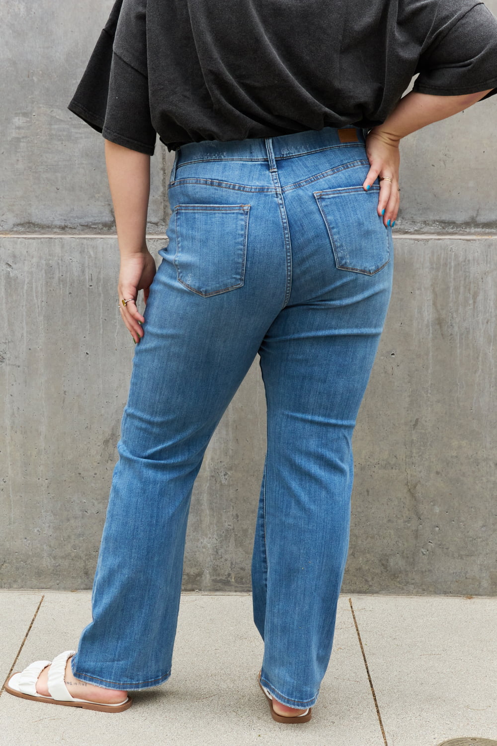 High Waist Pull On Slim Bootcut Jeans - Global Village Kailua Boutique