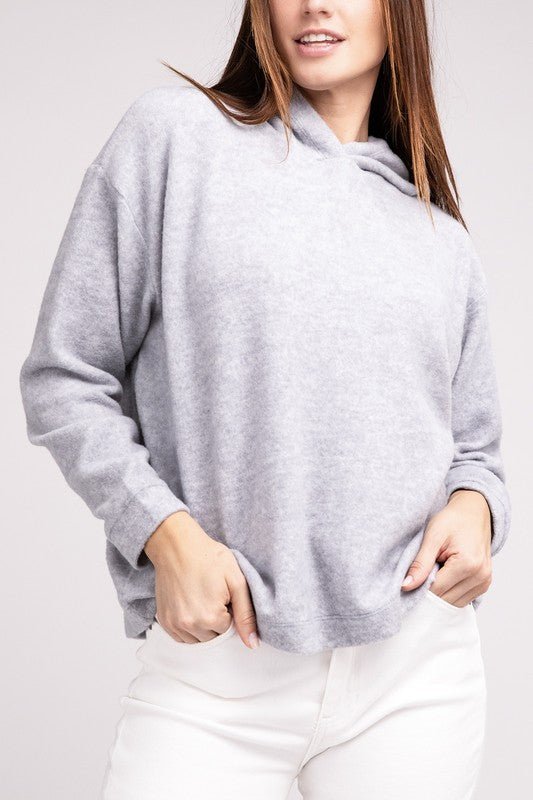 Hooded Brushed Melange Hacci Sweater - Global Village Kailua Boutique