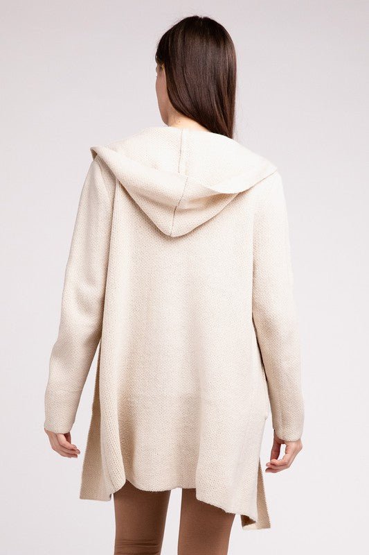 Hooded Open Front Sweater Cardigan - Global Village Kailua Boutique