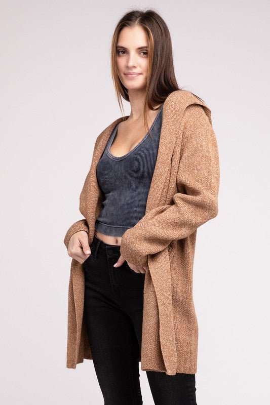 Hooded Open Front Sweater Cardigan - Global Village Kailua Boutique