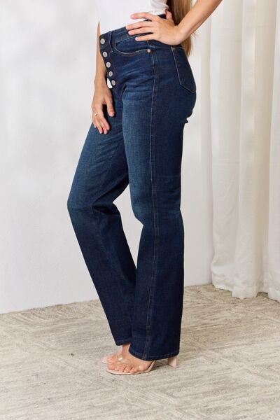 Judy Blue Button-Fly Straight Jeans - Global Village Kailua Boutique