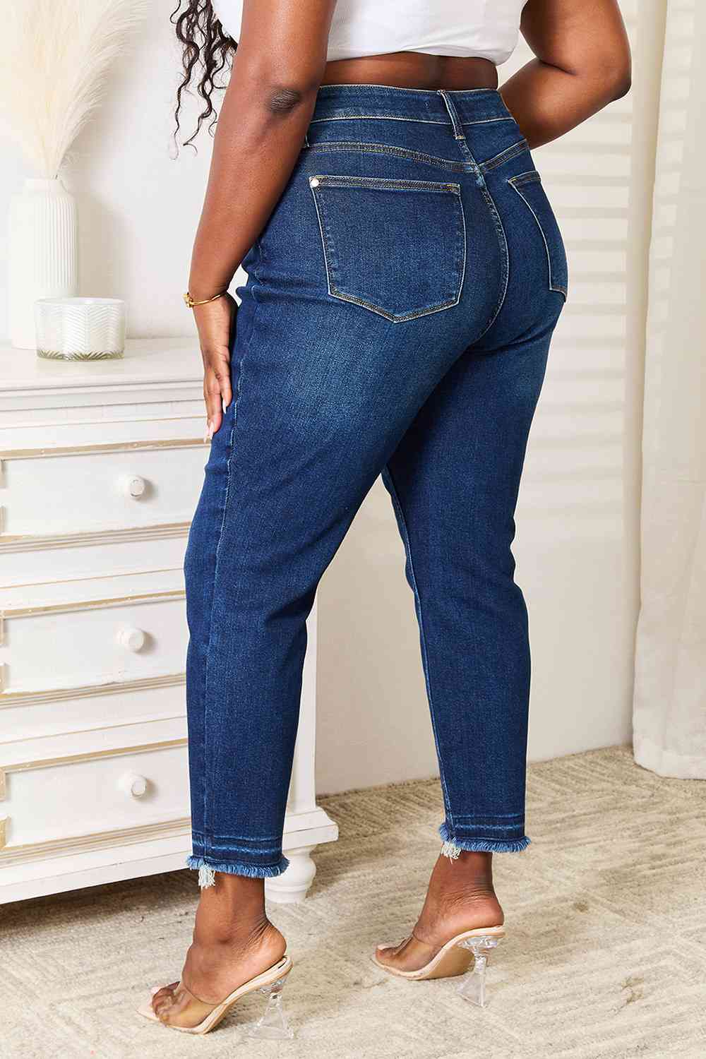 Judy Blue Raw Hem Ankle Jeans - Global Village Kailua Boutique