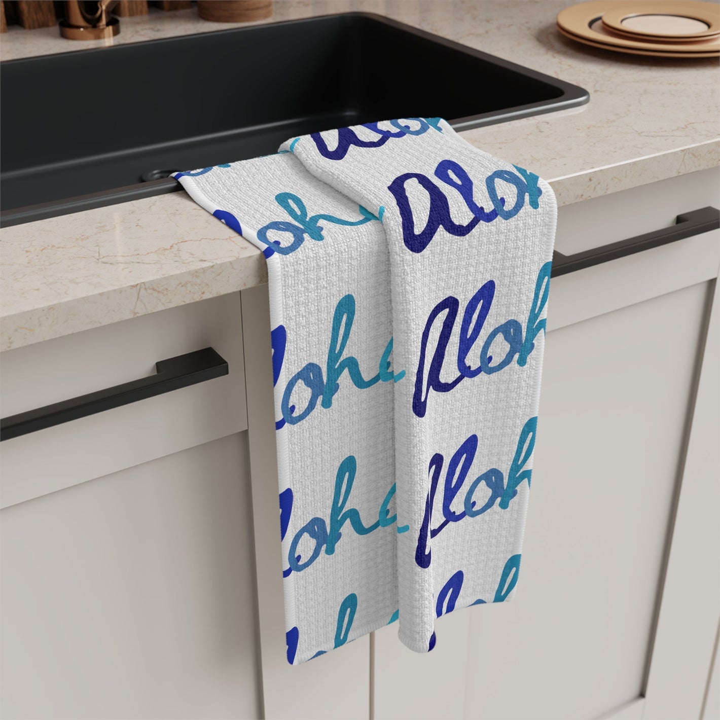 Kitchen Towel Aloha Blue Scale - Global Village Kailua Boutique