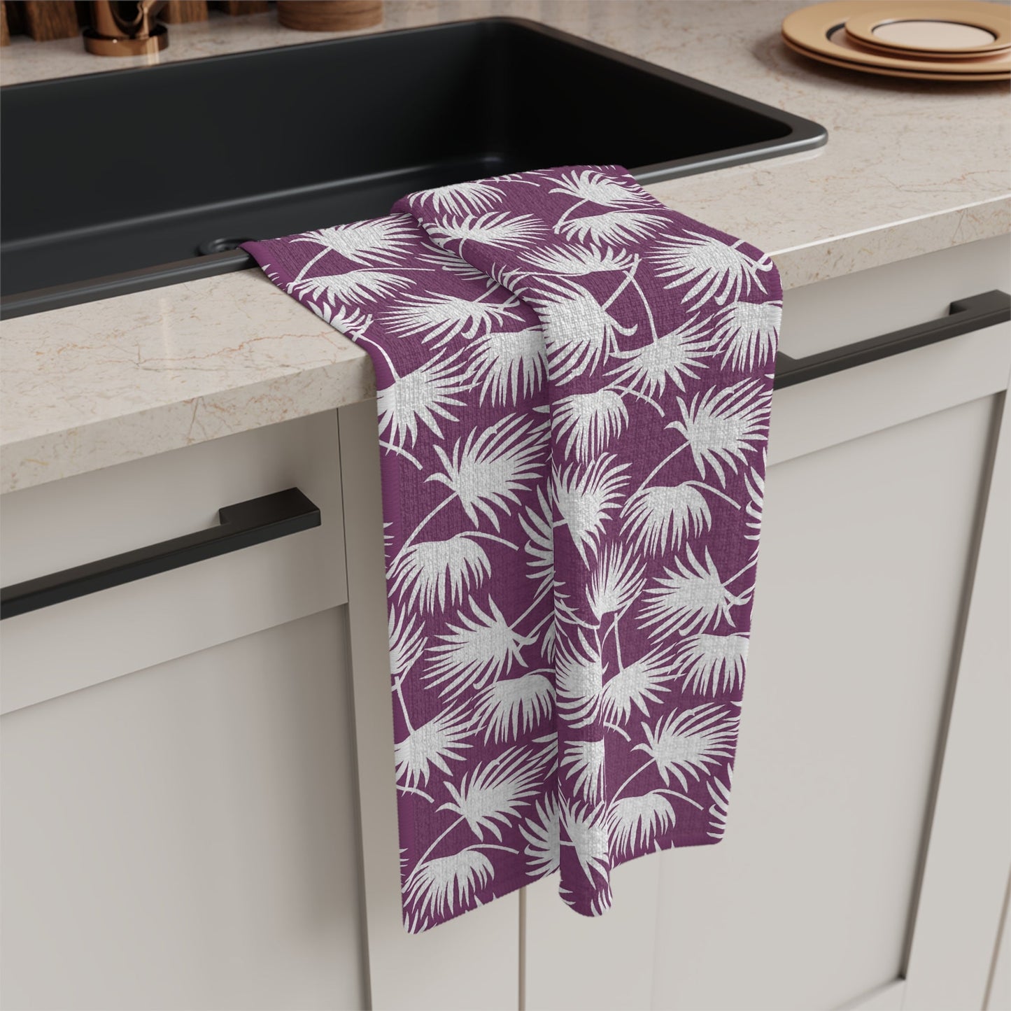 Kitchen Towel Fan Palm Magenta - Global Village Kailua Boutique