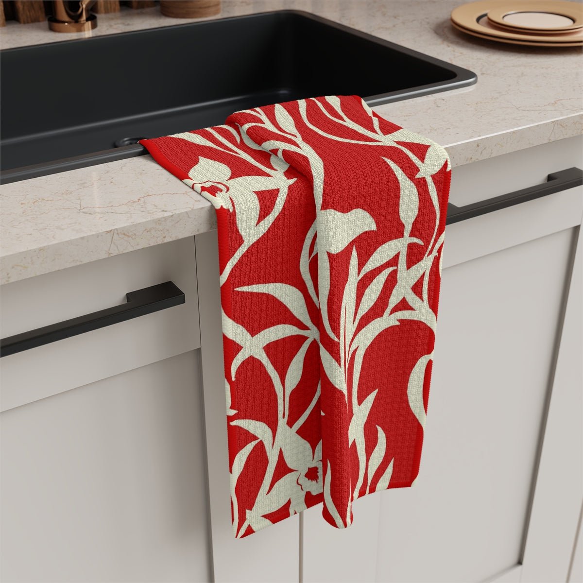 Kitchen Towel Orchid Red Global Village Kailua Boutique