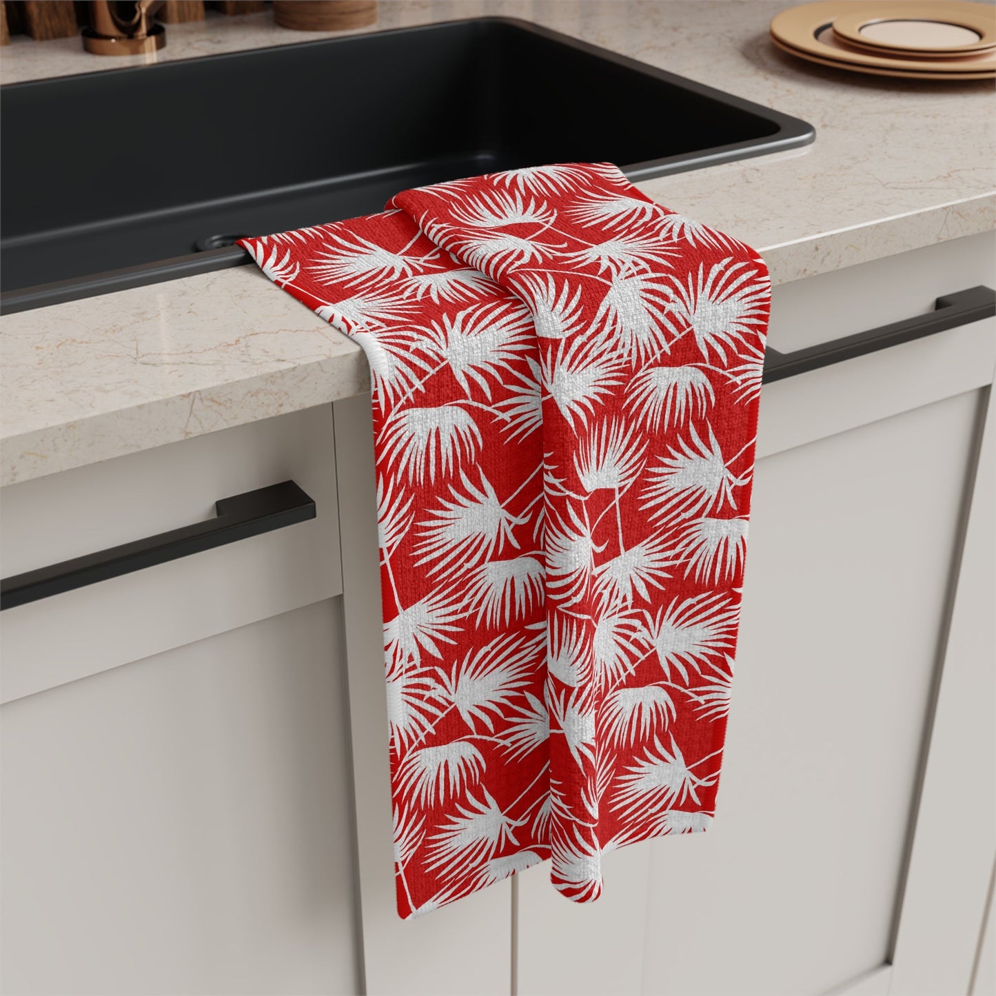 Kitchen Towel Palm Fan Red - Global Village Kailua Boutique