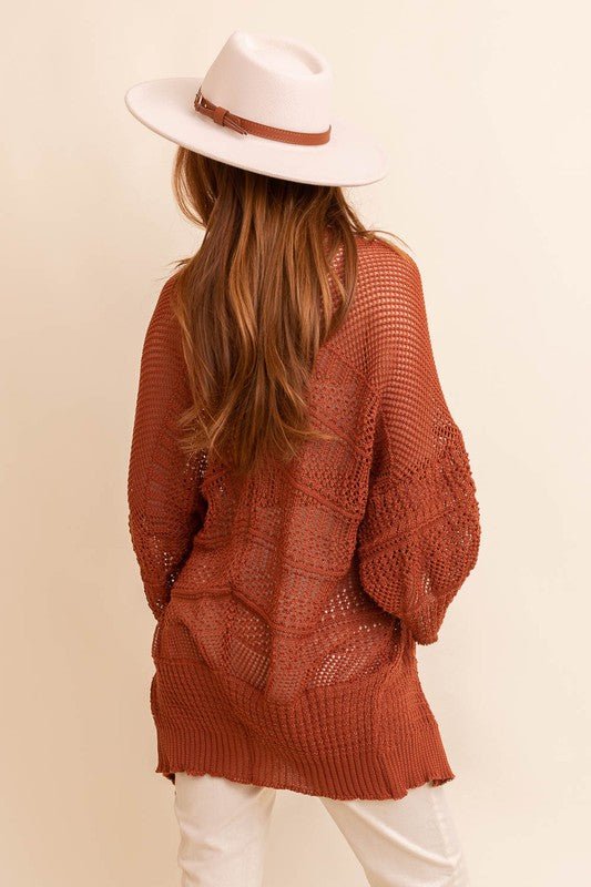 Knit Netted Cardigan - Global Village Kailua Boutique