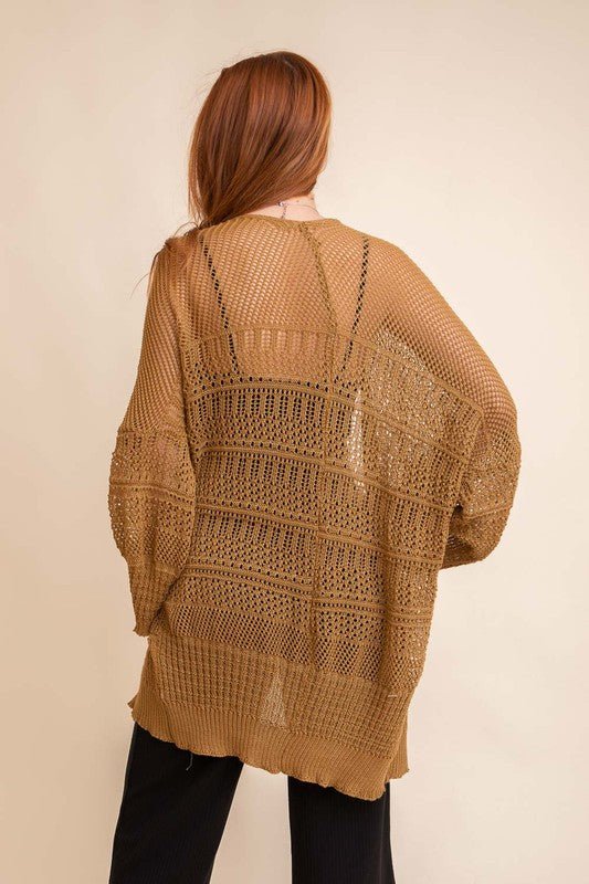 Knit Netted Cardigan - Global Village Kailua Boutique