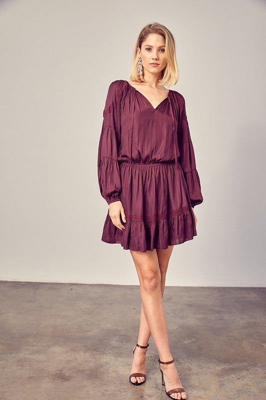 LACE TRIM DETAIL DRESS - Global Village Kailua Boutique