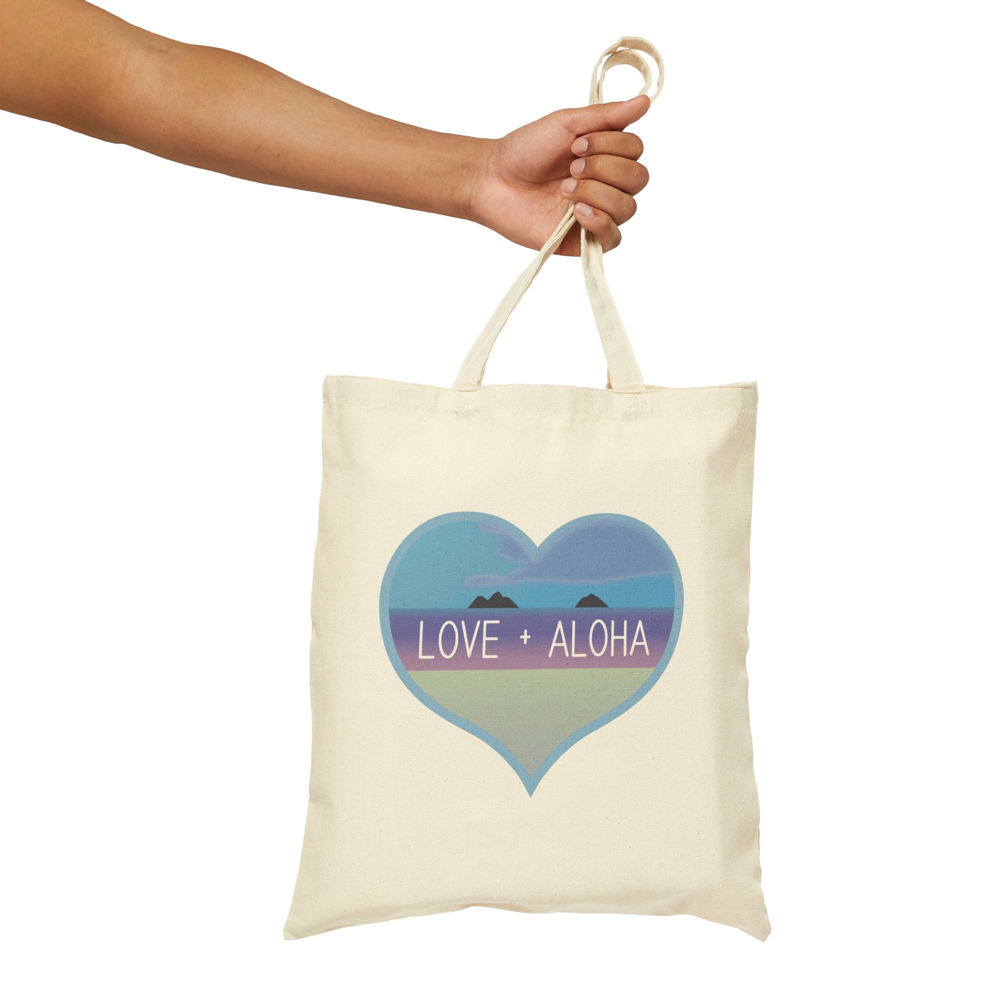 Love + Aloha Cotton Canvas Tote Bag - Global Village Kailua Boutique