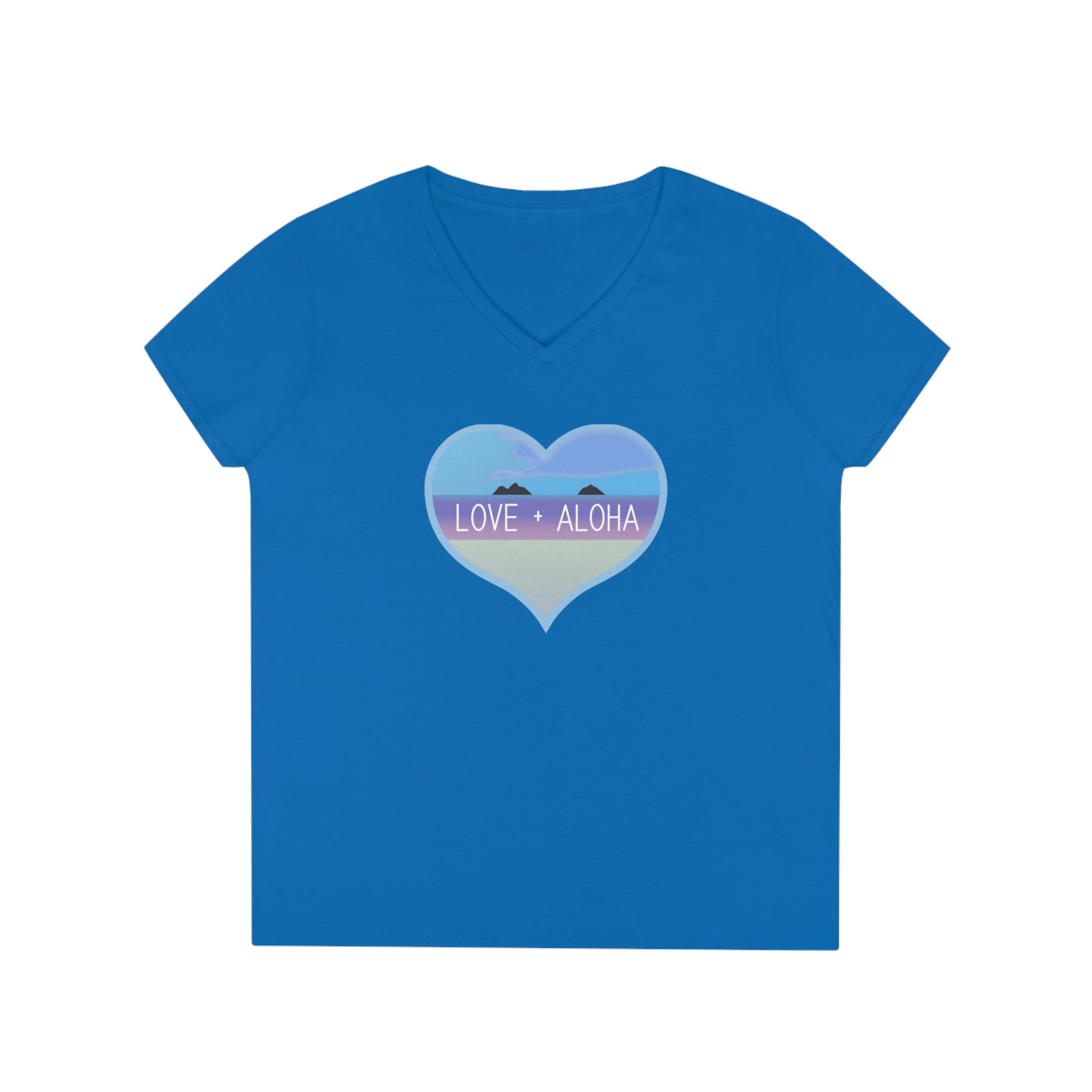 Love + Aloha Ladies' V-Neck T-Shirt - Global Village Kailua Boutique