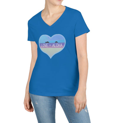 Love + Aloha Ladies' V-Neck T-Shirt - Global Village Kailua Boutique