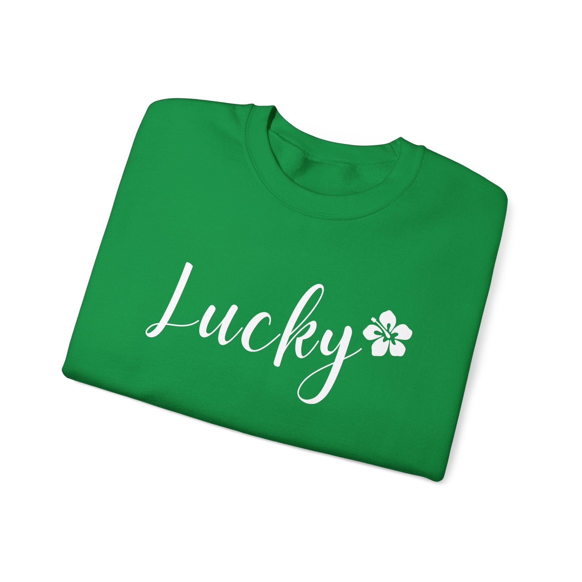 Lucky Script Hibiscus Unisex Heavy Blend Crewneck Sweatshirt - Global Village Kailua Boutique