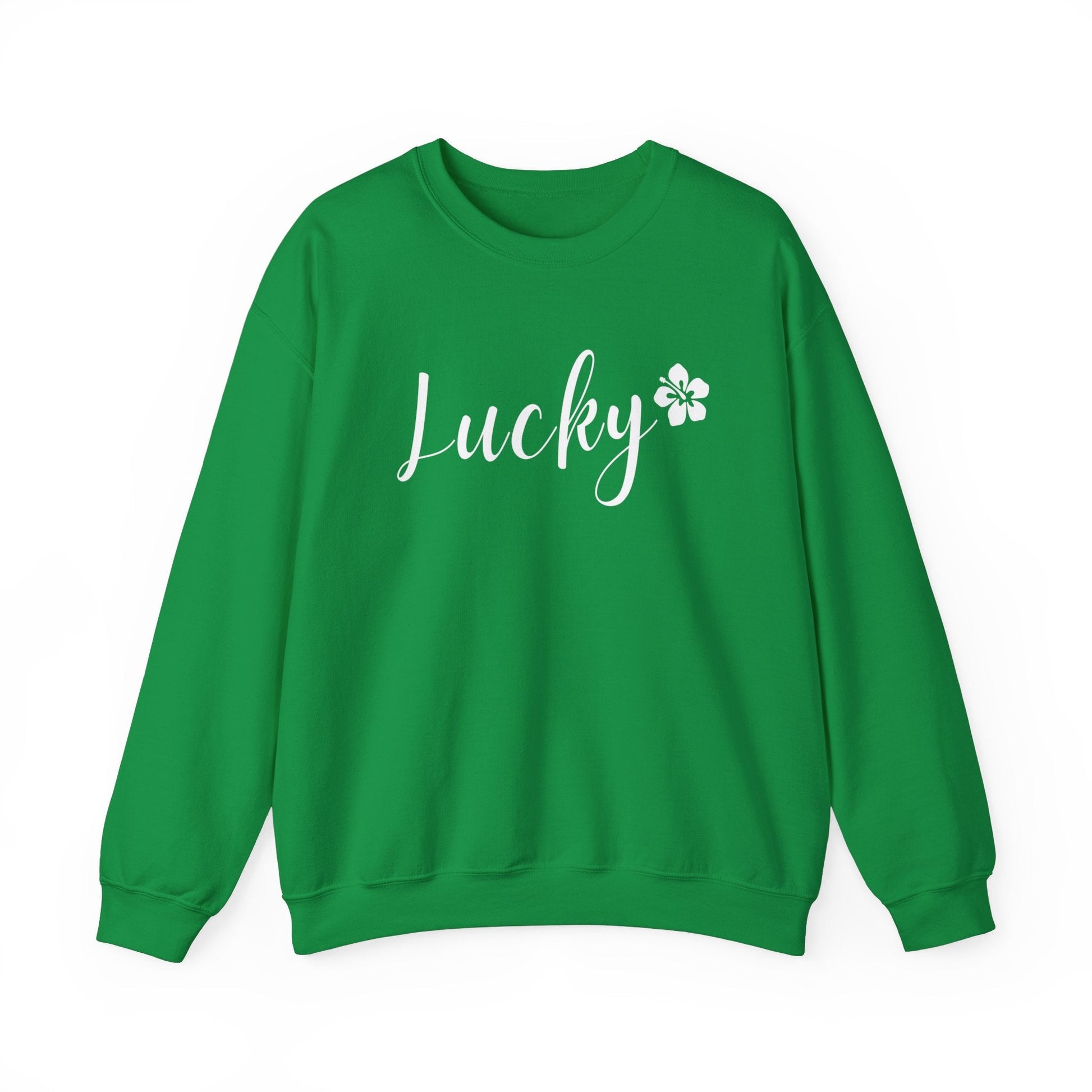 Lucky Script Hibiscus Unisex Heavy Blend Crewneck Sweatshirt - Global Village Kailua Boutique