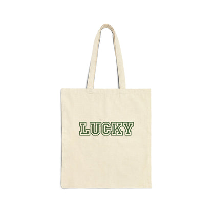 Lucky Varsity Cotton Canvas Tote Bag - Global Village Kailua Boutique