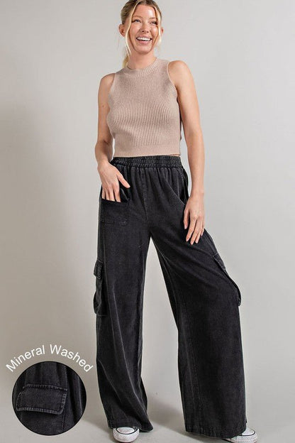 Mineral Washed Cargo Pants - Global Village Kailua Boutique