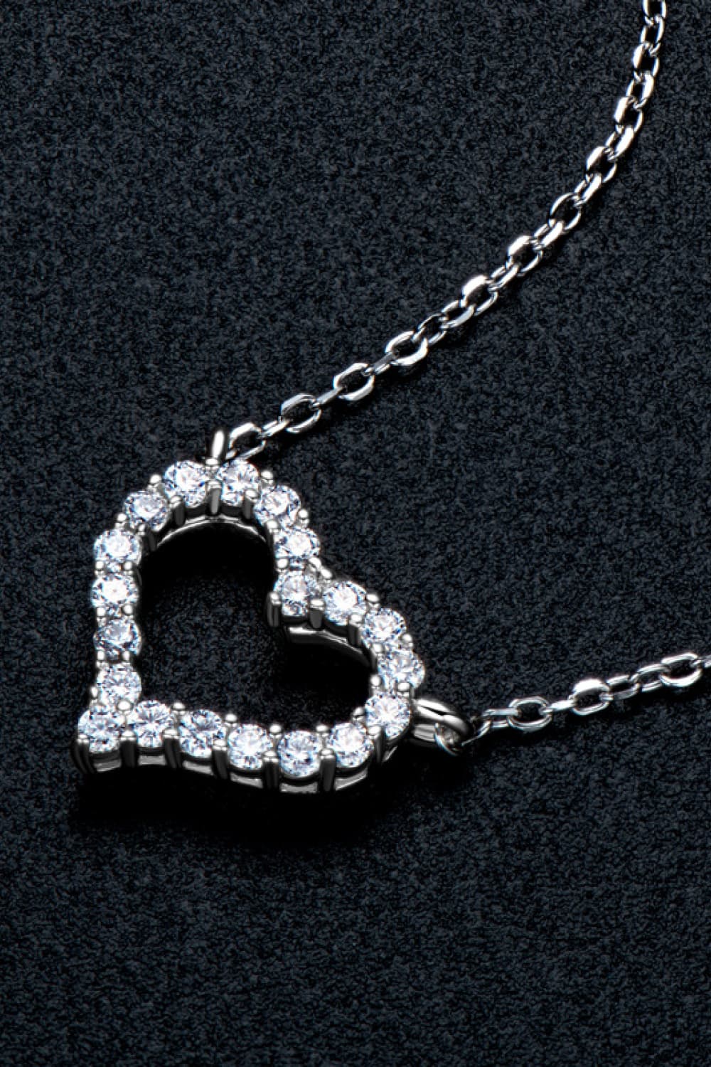 Moissanite Platinum-Plated Heart Necklace - Global Village Kailua Boutique