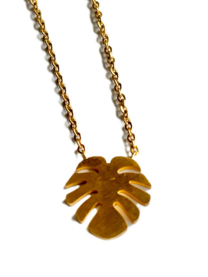 Monstera Leaf Mini Necklace - Global Village Kailua Boutique