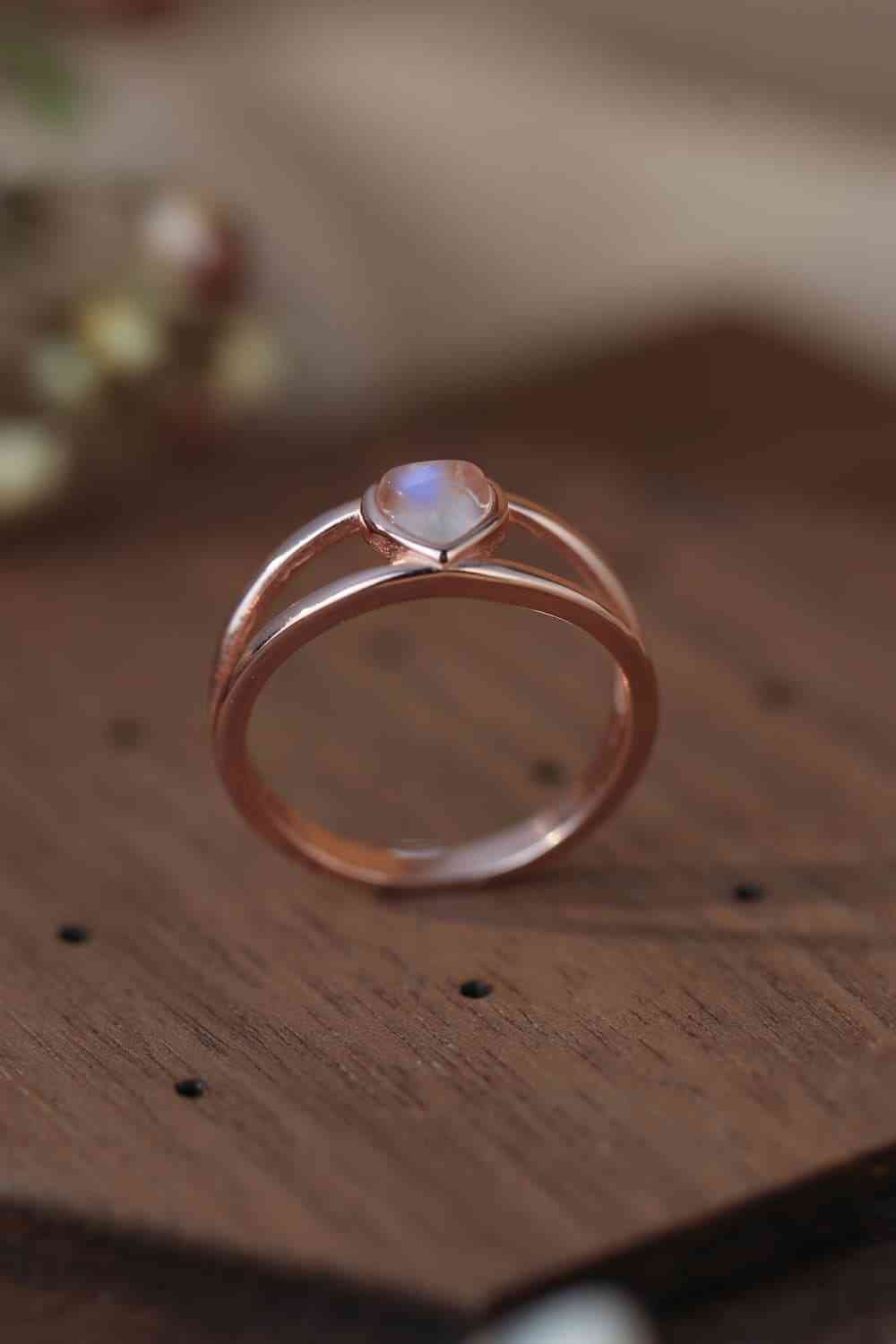 Moonstone Heart 925 Sterling Silver Ring - Global Village Kailua Boutique