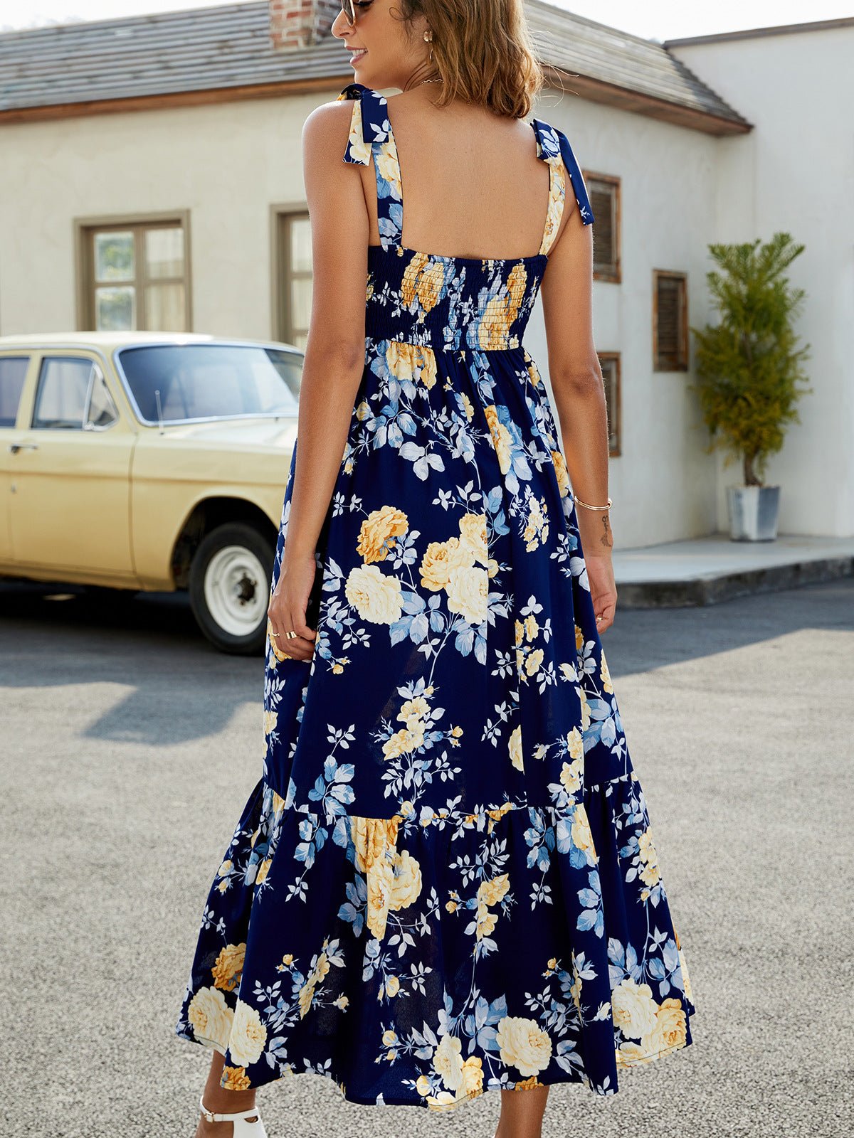 Navy Floral Maxi Dress - Global Village Kailua Boutique