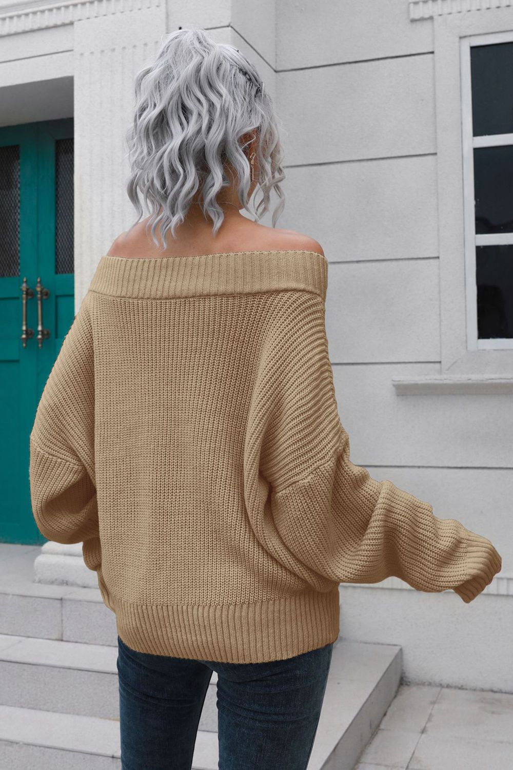 Off shoulder long sleeve sweater best sale