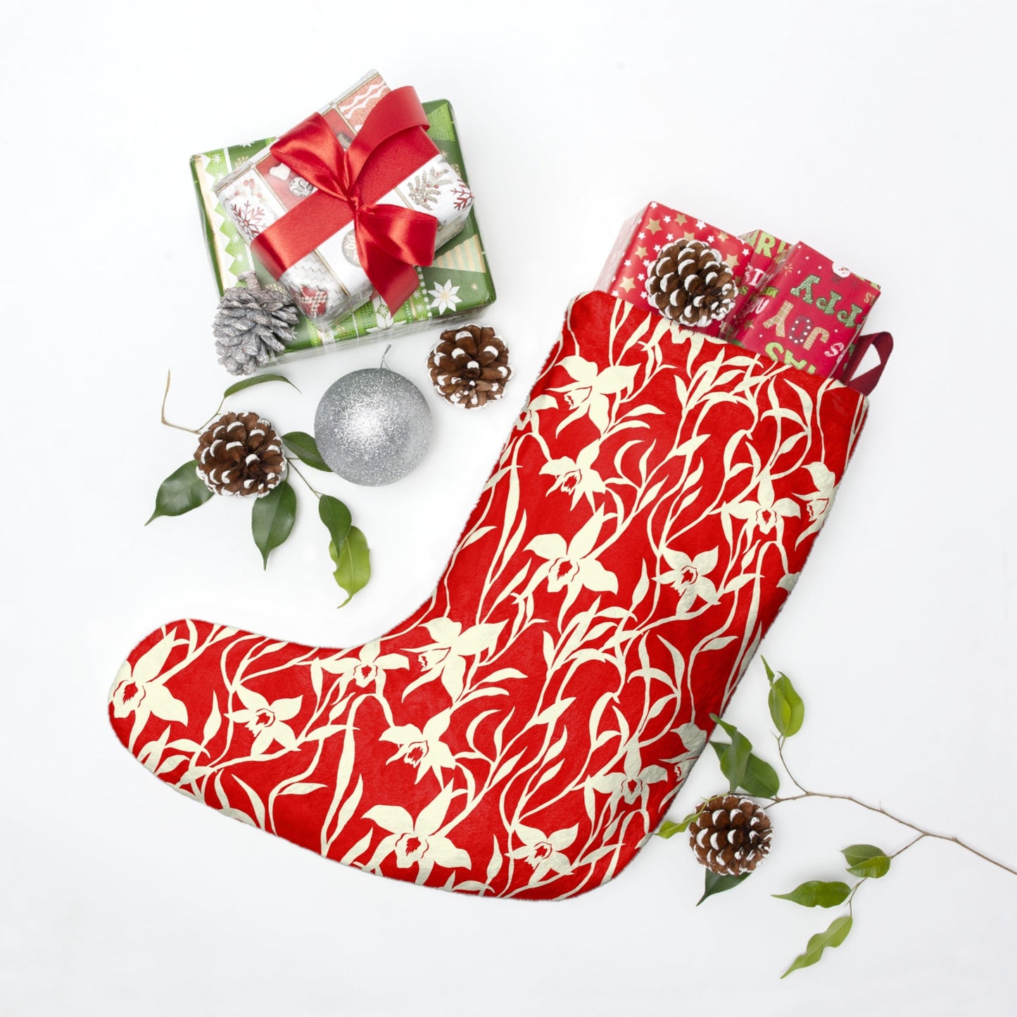 Orchid Red Christmas Stockings - Global Village Kailua Boutique