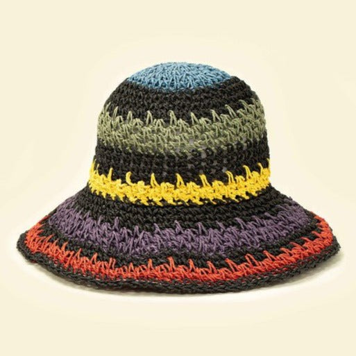 Packable Crochet Straw Bucket Hat Global Village Kailua Boutique