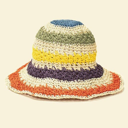 Packable Crochet Straw Bucket Hat Global Village Kailua Boutique