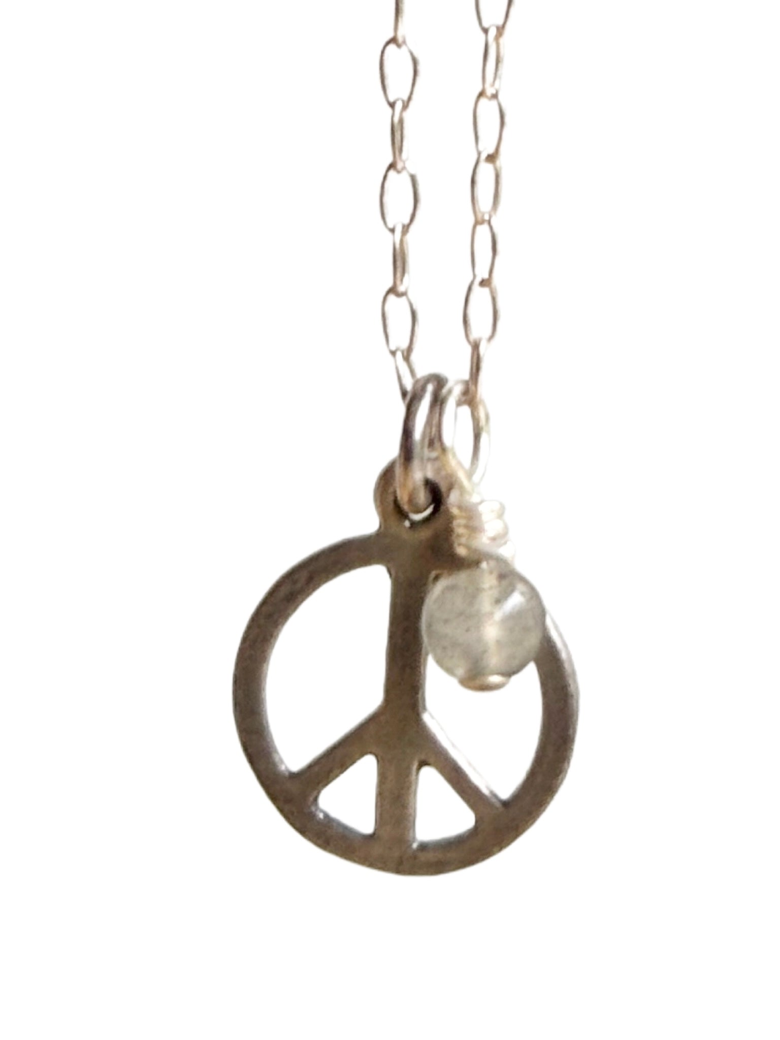 Peace Charm with Labradorite Necklace - Global Village Kailua Boutique