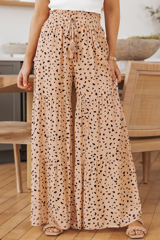 Peach Printed Wide Tiered Pants Global Village Kailua Boutique