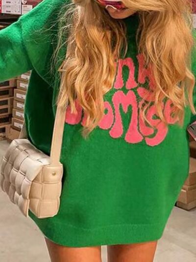 PINKY PROMISE Green Sweater - Global Village Kailua Boutique