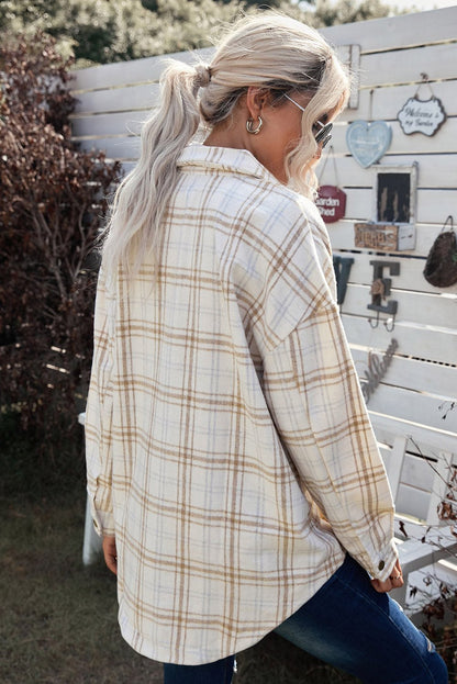 Plaid Curved Hem Longline Shacket - Global Village Kailua Boutique