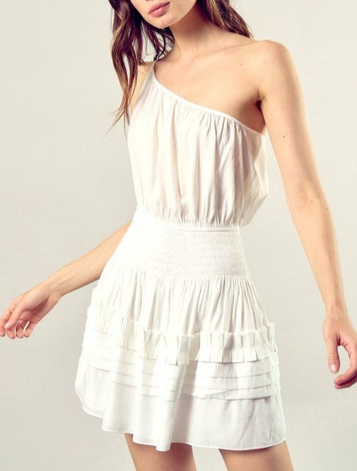 Pleated Detail One Shoulder Cami Dress - Global Village Kailua Boutique