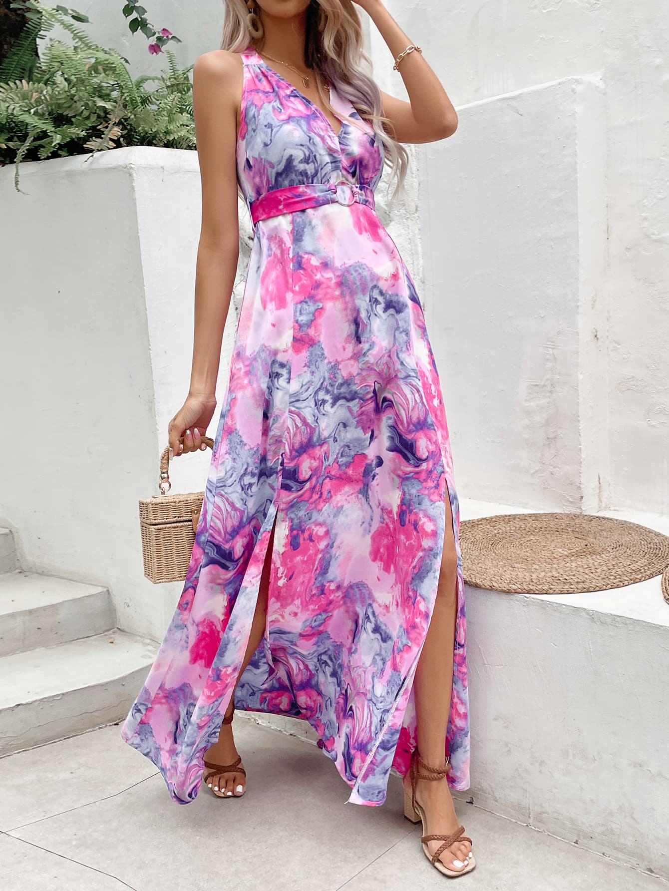 Printed Open Back Maxi Dress - Global Village Kailua Boutique