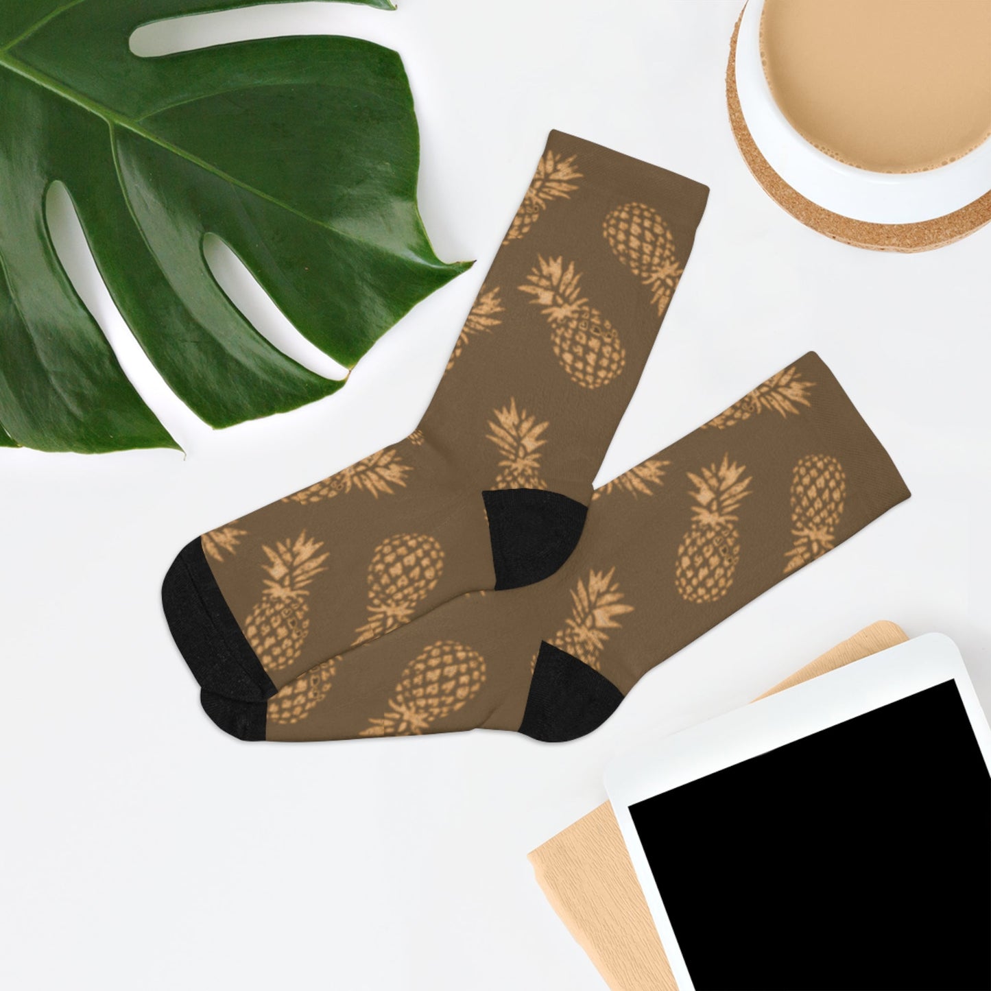 Recycled Poly Socks Pineapple Mocha - Global Village Kailua Boutique