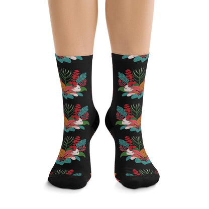 Recycled Poly Socks Tropical Floral Black - Global Village Kailua Boutique