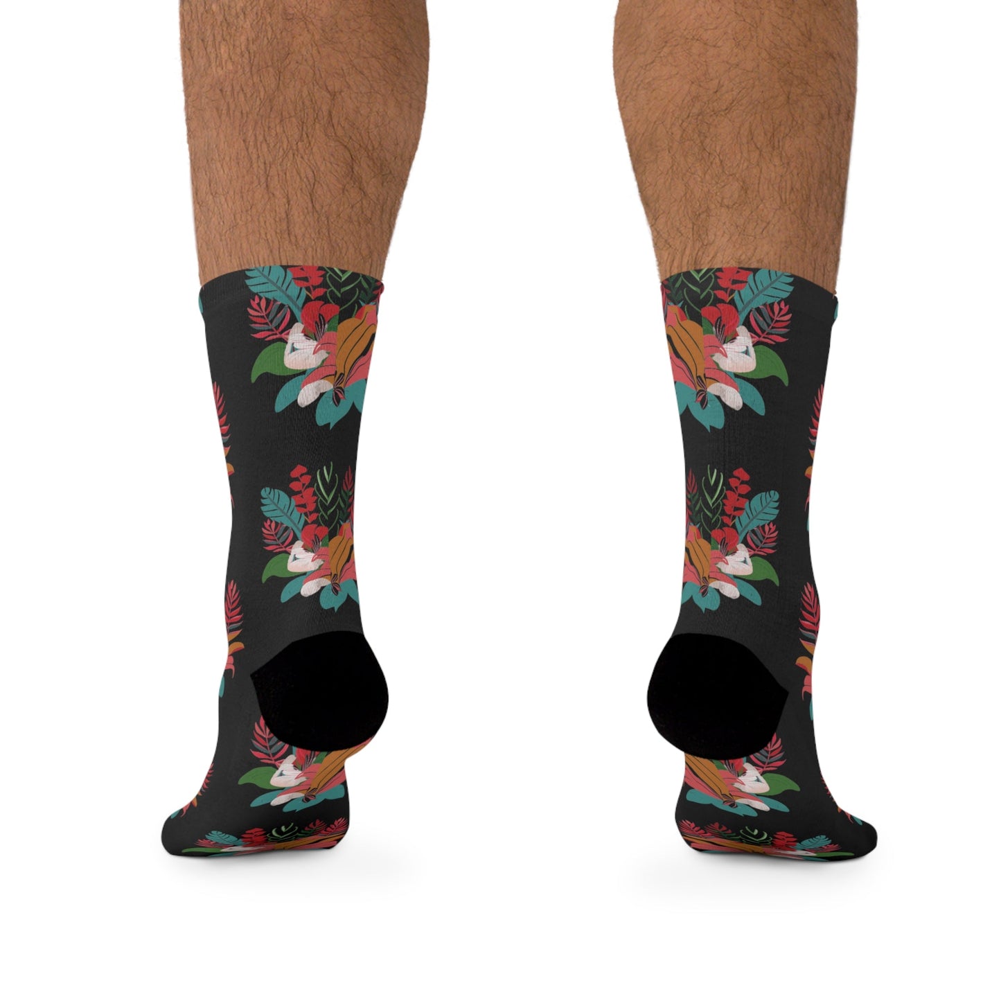 Recycled Poly Socks Tropical Floral Black - Global Village Kailua Boutique