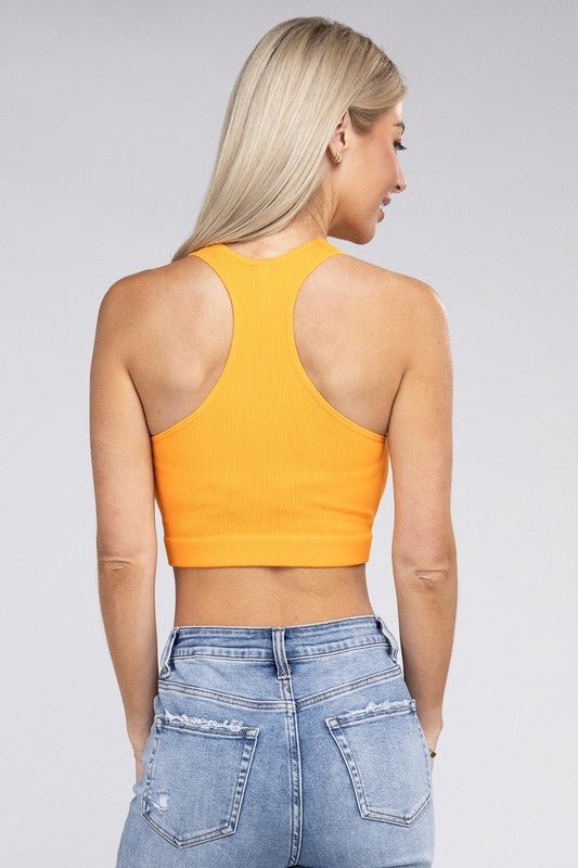 Ribbed Cropped Racerback Tank Top - Global Village Kailua Boutique