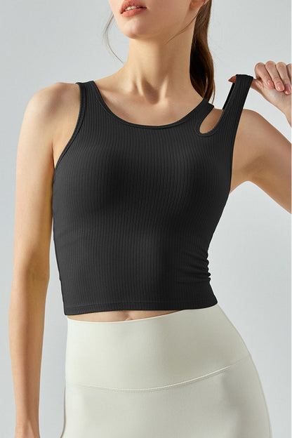 Ribbed Cutout Crop Tank - Global Village Kailua Boutique