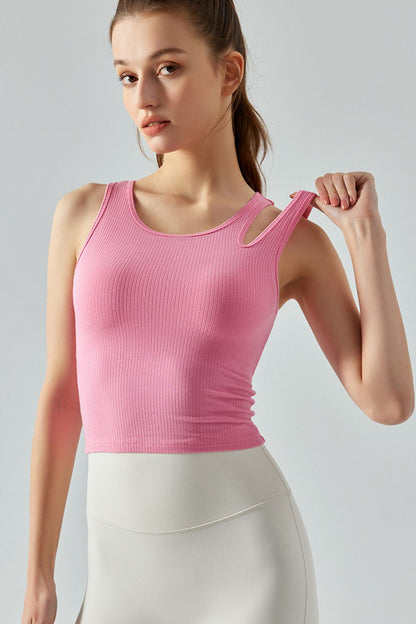 Ribbed Cutout Crop Tank - Global Village Kailua Boutique