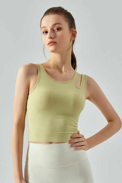 Ribbed Cutout Crop Tank - Global Village Kailua Boutique