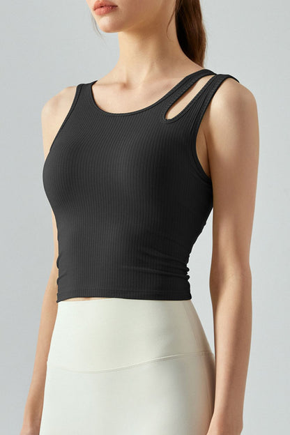 Ribbed Cutout Crop Tank - Global Village Kailua Boutique