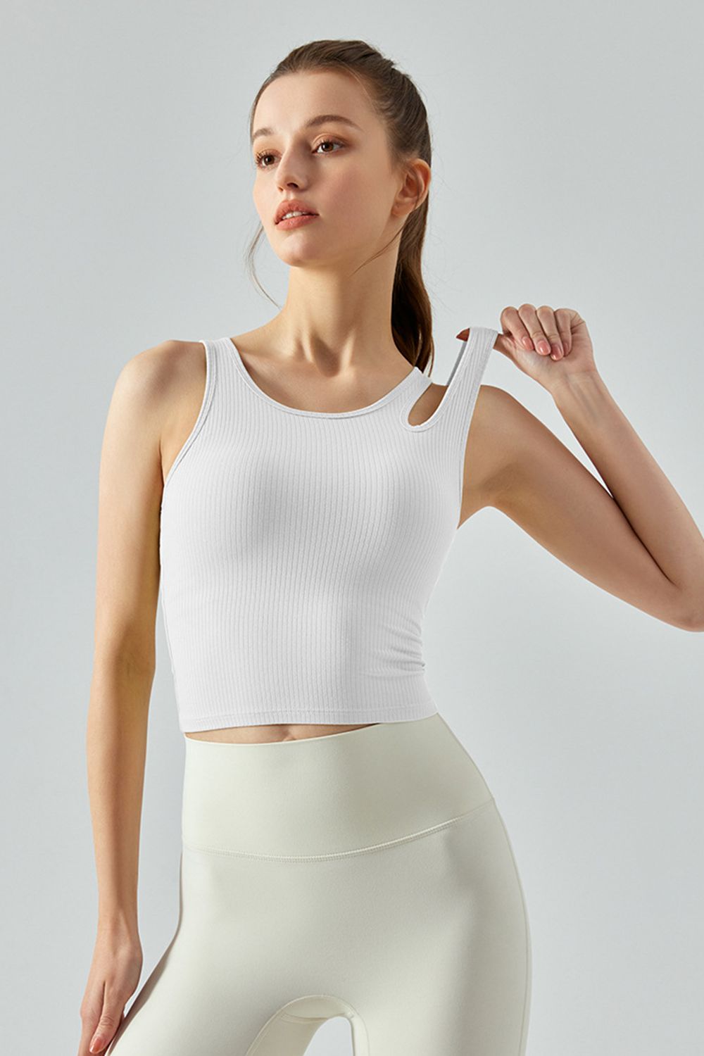 Ribbed Cutout Crop Tank - Global Village Kailua Boutique