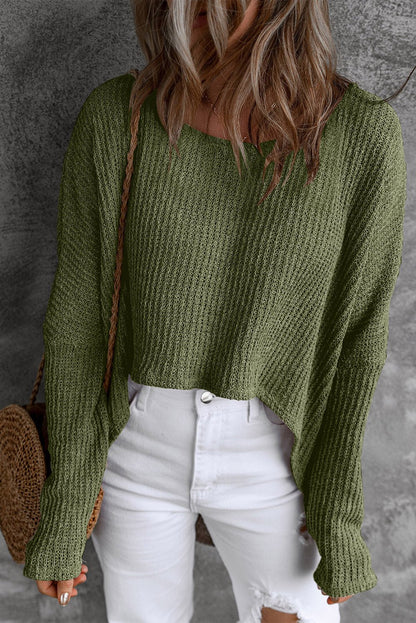 Round Neck High-Low Sweater - Global Village Kailua Boutique