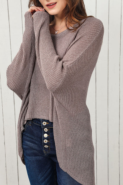 Round Neck High-Low Sweater - Global Village Kailua Boutique