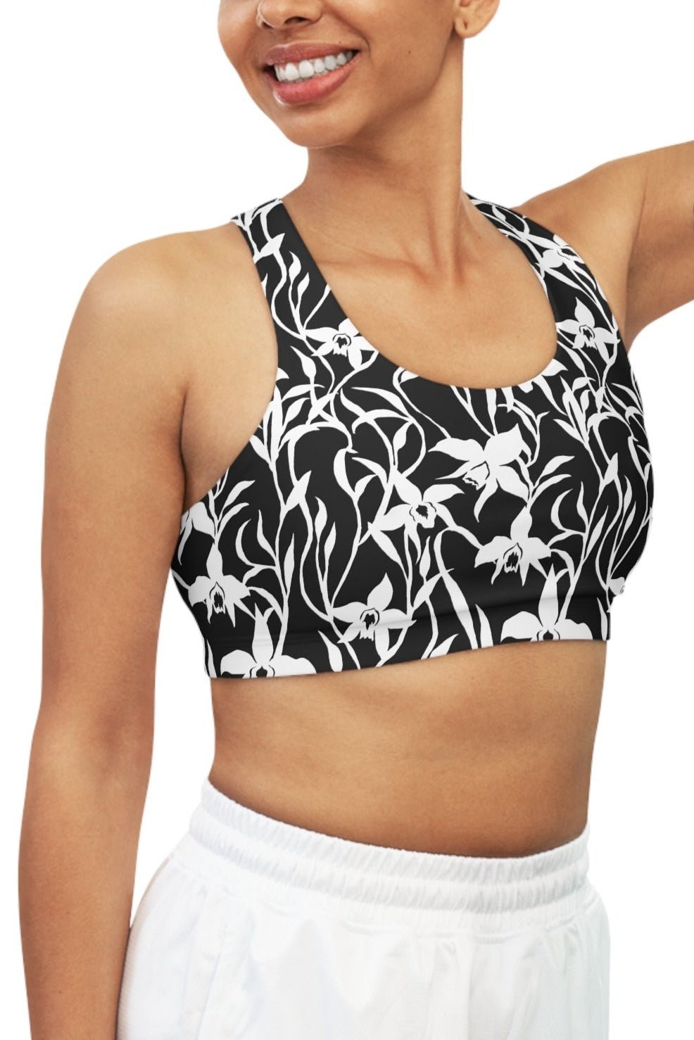 Seamless Sports Bra Orchid Black and White - Global Village Kailua Boutique
