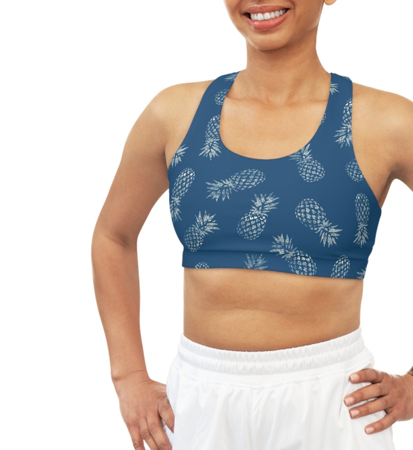 Seamless Sports Bra Pineapple Indigo - Global Village Kailua Boutique