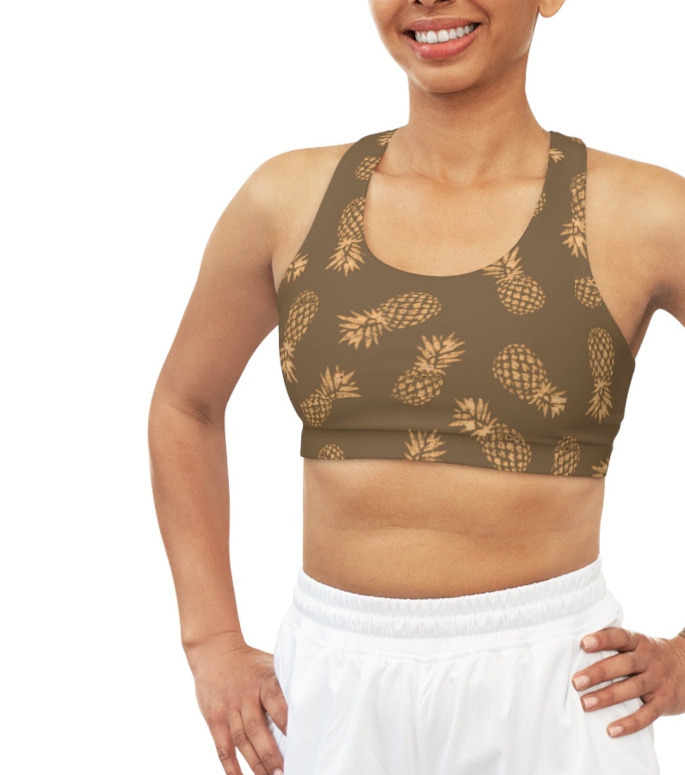 Seamless Sports Bra Pineapple Mocha - Global Village Kailua Boutique